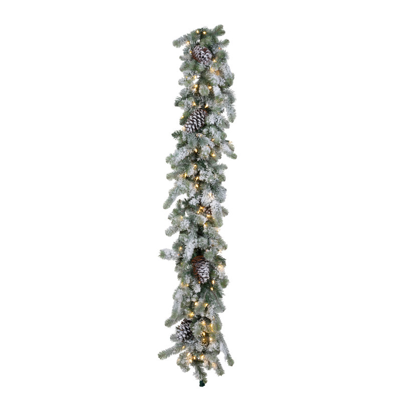 Guirlande d'épinette bleue DEL avec neige, 6 pi