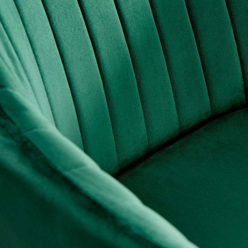 Calley Velvet Bucket Tub Chairs with Tapered Metal Legs and Vertical Stitching, Green, Silver