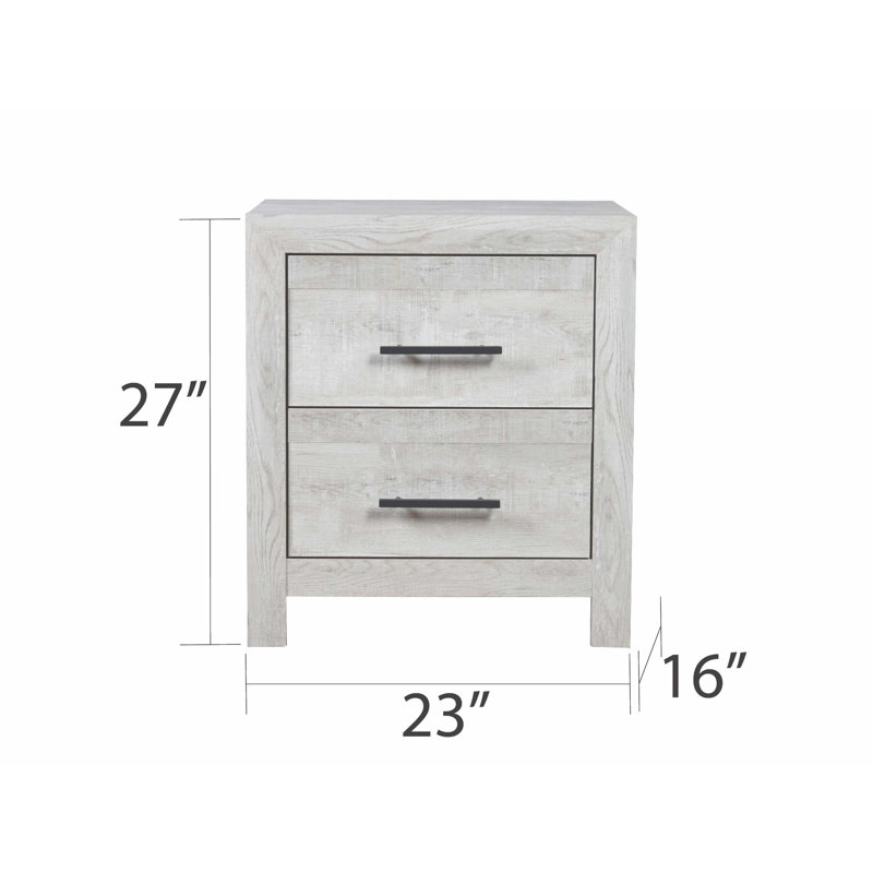 Modern, 2 Nightstand, Natural Wood Finish, Clean Design, Practical Drawer Storage, 23.35" Width Sleek Bedside Bedroom Organization, 27"H