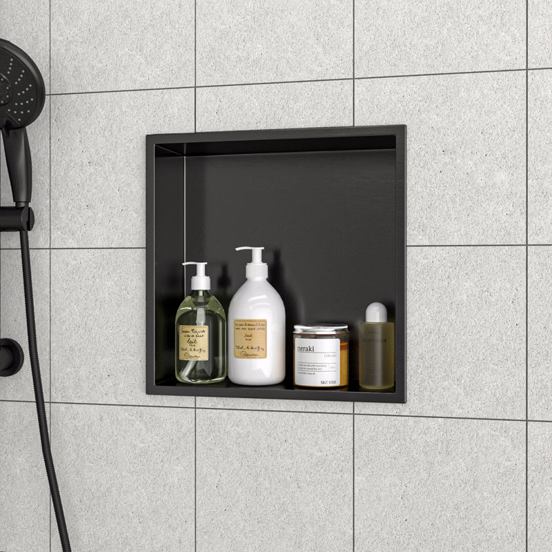 Niche de douche en acier inoxydable 12 po x 12 po, noir bronze, H 3,94 po x l 12 po x P 12 po, Bronze industriel-noir