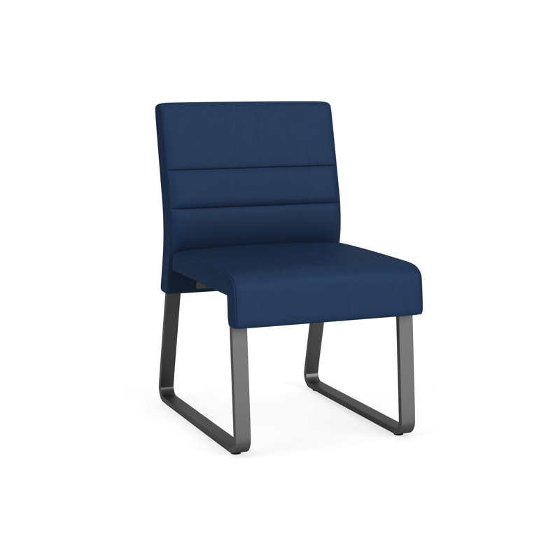 Chaise d'invité sans accoudoirs Waterfall, Gris anthracite, Vinyle bleu Patriot Plus Imperial