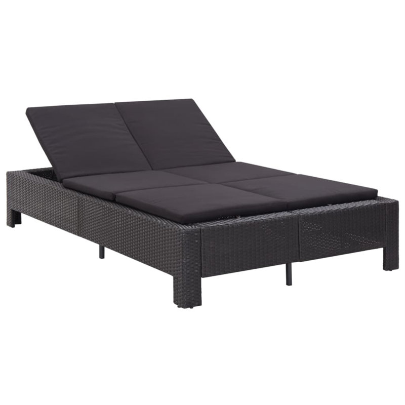 79.2" Long Single chaise with Cushions, Black, Black