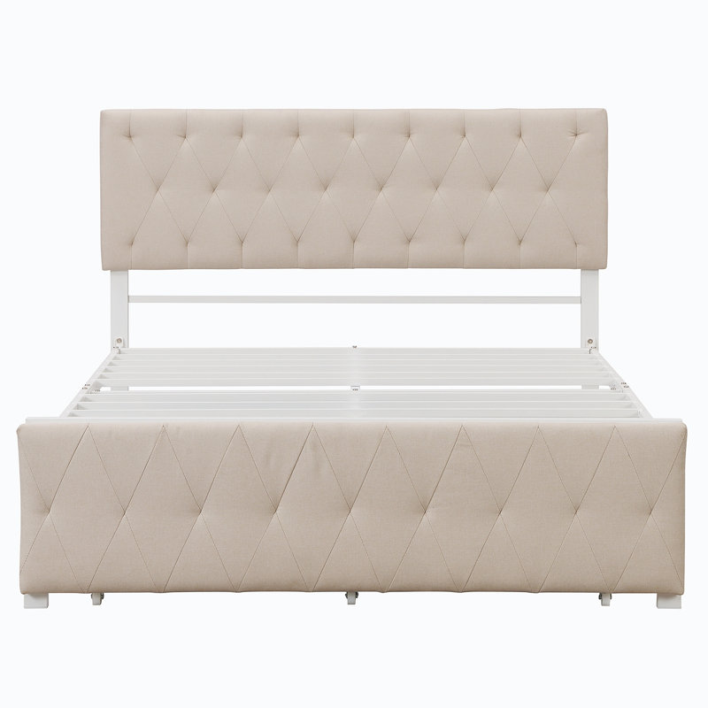 Lit rembourré avec rangement Menthe, Double, Beige