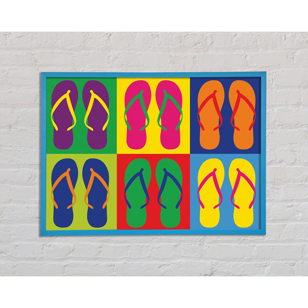 Pop Art Flip Flops Gerahmter Druck Wandkunst