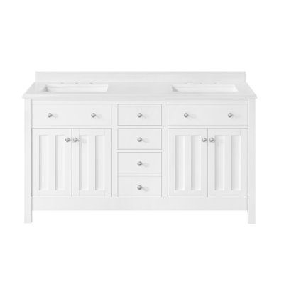 Newcastle 60 In. Double Sink Bathroom Vanity In Pure White -  Ove Decors, 15VVA-ADA260-007FY