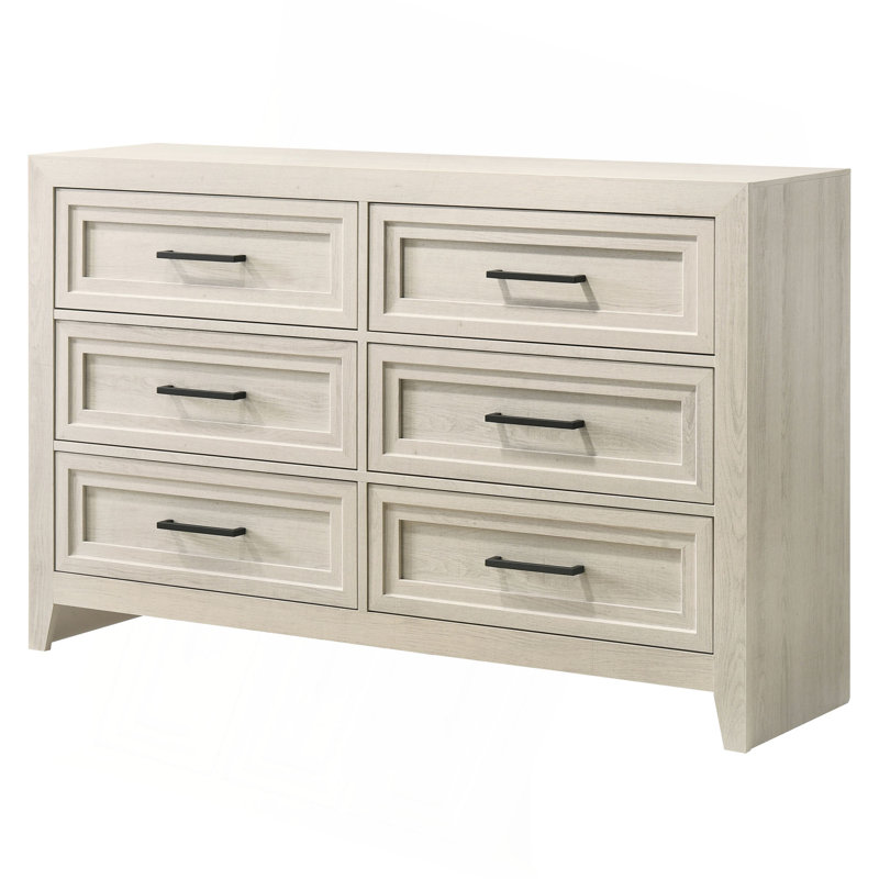1Pc Contemporary Six Drawer Dresser Geometric Design Wooden Furniture
