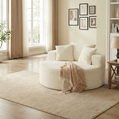 Méridienne surdimensionnée ronde, fauteuil à grand cercle en velours côtelé, sans assemblage requis, canapé-lit moderne en nuage pour le salon, chambre à coucher (noir)