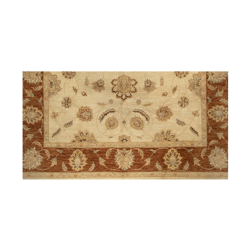 Hand-Knotted High-Quality Cream and Rust Area Rug