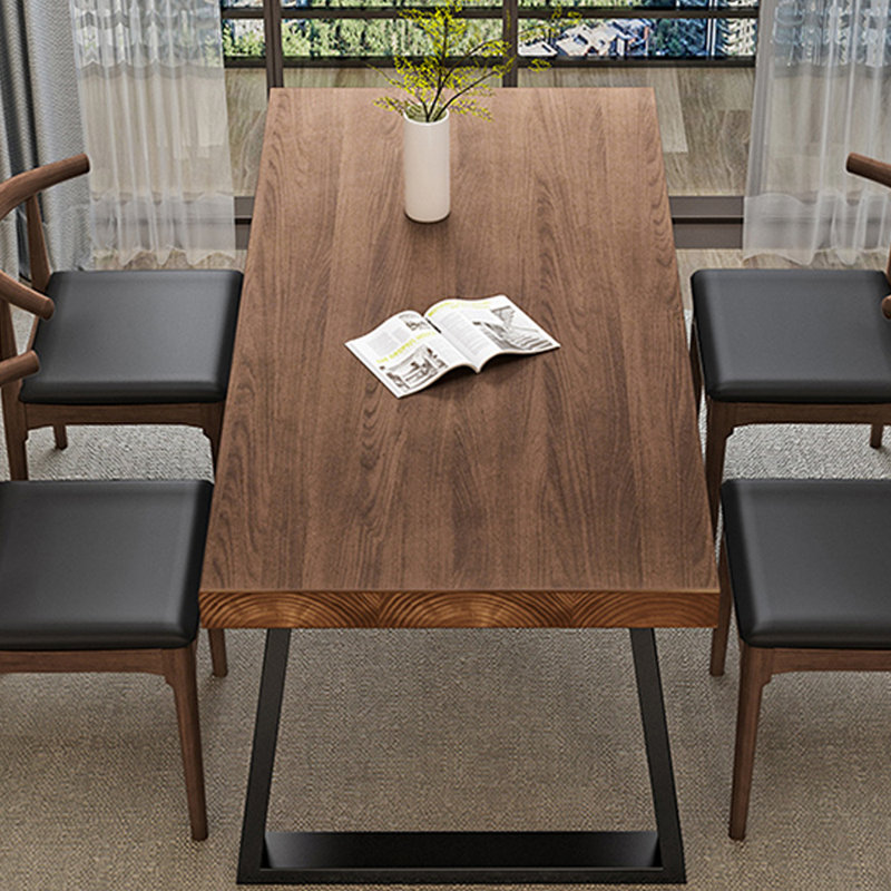Ensemble de table de salle à manger de style nordique en fer et en bois massif, H 29,5 po x L 78,7 po x l 31,4 po