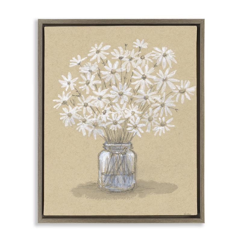 Cadre flottant à motif de marguerites, design par Patti Bishop, H 21 po x l 17 po, Cadre flottant orme Montalcino