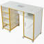 Table de manucure, table à clous à texture marbrée avec évent électrique à courant descendant, coussin de poignet, roues verrouillables, couches de rangement et armoire, blanc