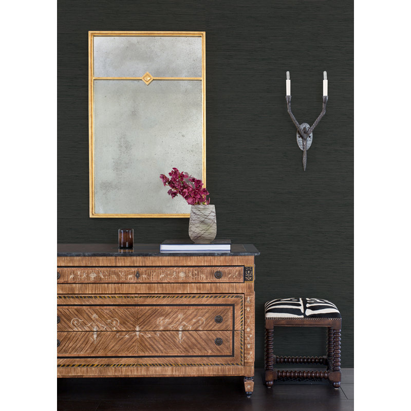 Loom Abstract Grass Cloth Wallpaper Roll, Charcoal, 20.5" W x 33' L