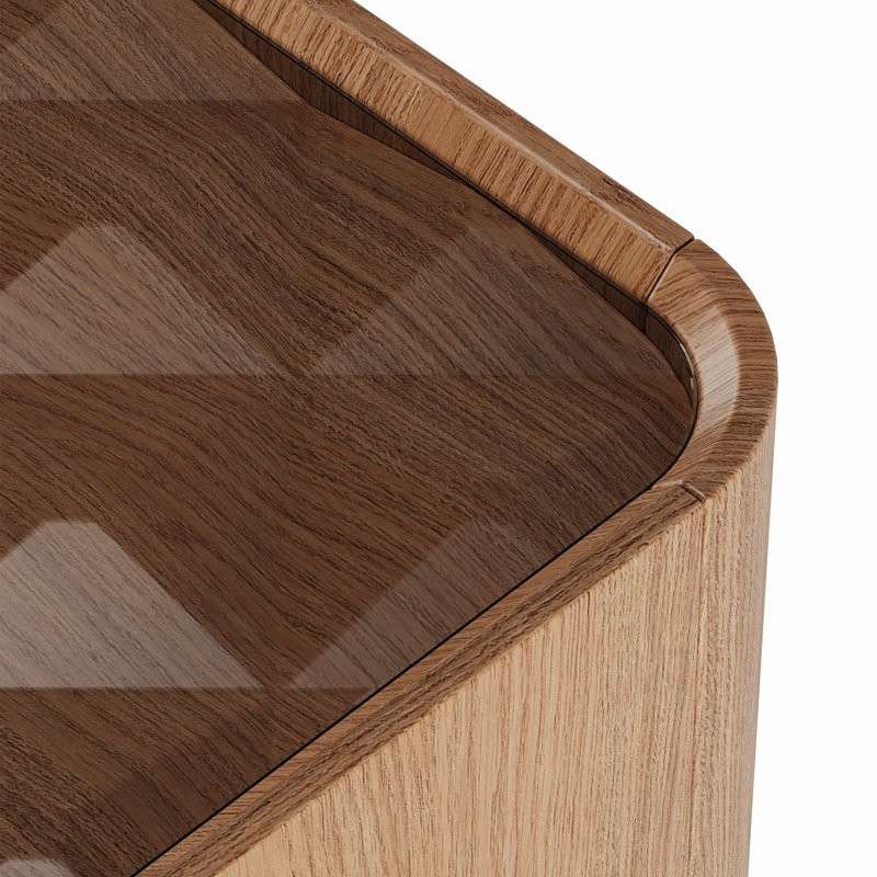 Table basse 46,8 "de style Mid-Century moderne avec plateau en verre et tiroir caché