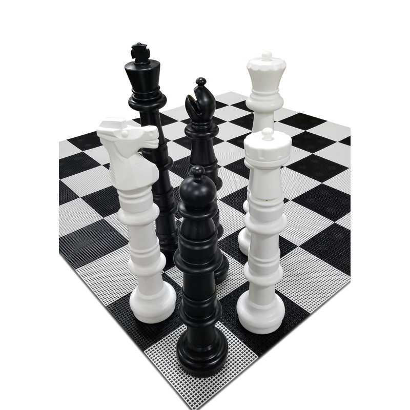 4" Tall Giant Chess Set With Checkers and Hard Plastic Board