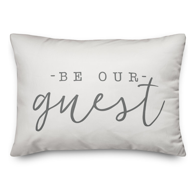 Textual Outdoor Throw Pillow, White/Gray