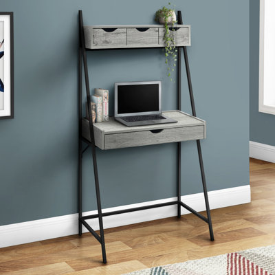 Computer Desk, Home Office, Laptop, Leaning, Storage Drawers, 32"L, Work, Laminate, Metal, Contemporary, Modern