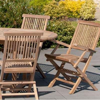 Woehler Foldable Outdoor Patio Dining Side Chair with Cushion