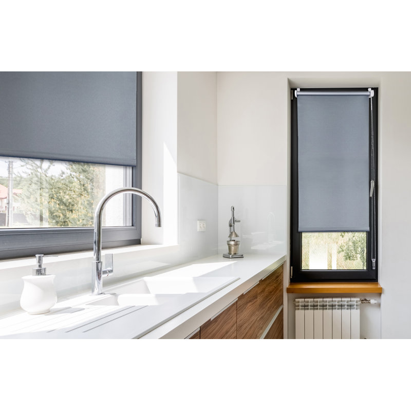 Trend Verdunklung Room Darkening Roll-Up Blind, Grey/Brown/Blue, 150cm L x 100cm W 