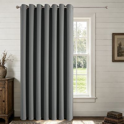 Blackout Door Curtain 96" Long, Grommet Panel for Doorways, Closets & Room Dividers, Dark Gray, 70"W x 96"L