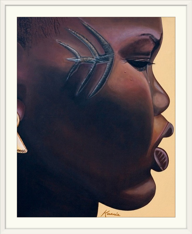 Anneka «Tribal Mark, 2007» par Kaaria Mucherera, reproduction d'art, H 32 po x l 27 po x P 1 po, Cadre blanc
