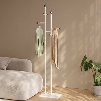 Beladora Steel Freestanding 8 - Hook Coat Rack with Elegant Marble Base Easy Assembly