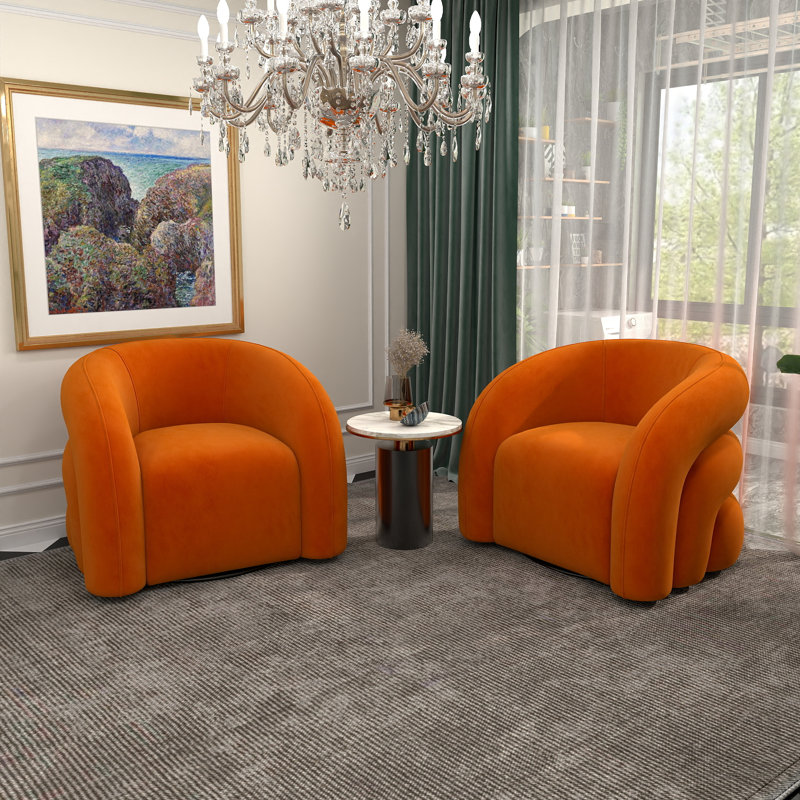 Fauteuil demi-tonneau pivotant de 34,6 po Briggette, Orange