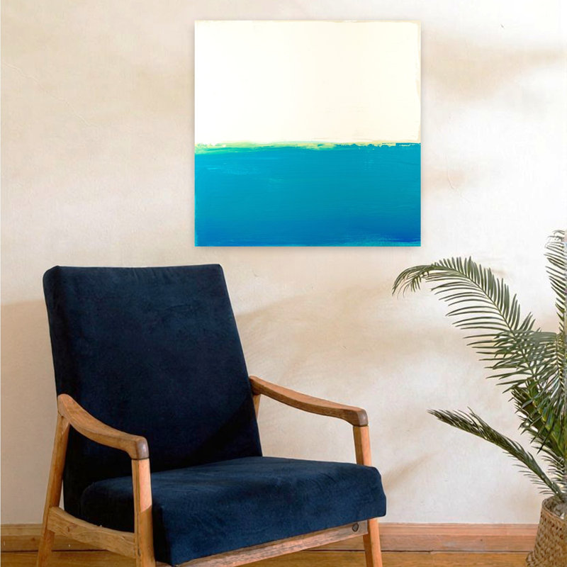 Art contemporain abstrait turquoise, H 24 po x l 24 po