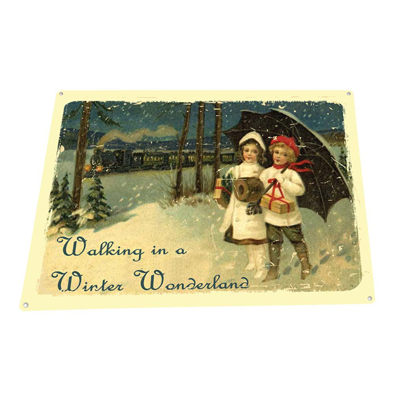Plaque en métal Winter Wonderland, H 11,5 po x l 15,5 po x P 0,04 po