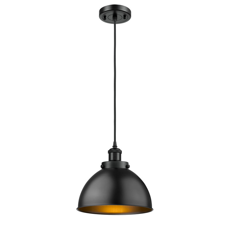 Luminaire suspendu en forme de dôme à 1 lumière Amalle, Oui, Noir mat, Noir mat