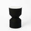Table d'appoint moderne à deux niveaux en forme de tambour avec silhouette sculpturale