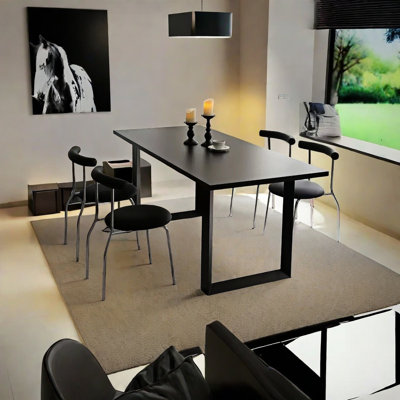 Minimalist Dining Table with Rock Slab Surface