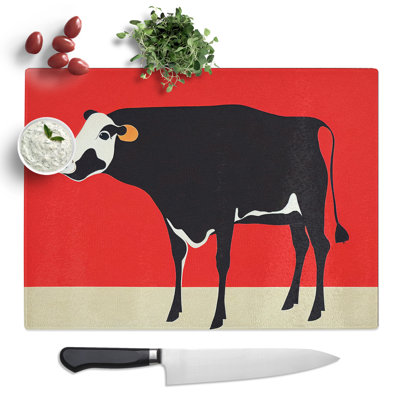 Beauteous Cow Abstract  Glass Chopping Board
