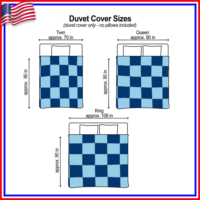 Blue Checkerboard Pattern Duvet Covers, King