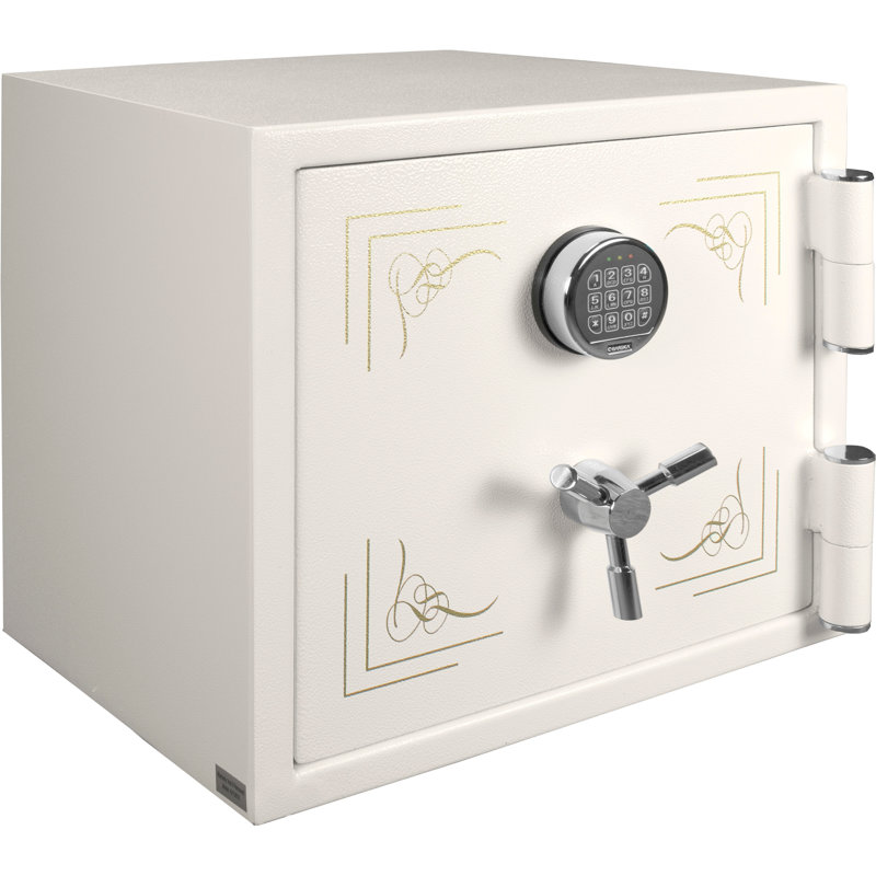 Keypad Fireproof Jewellery Safe in Elegant White, 19.5" H x 21.5" W x 19.5" D