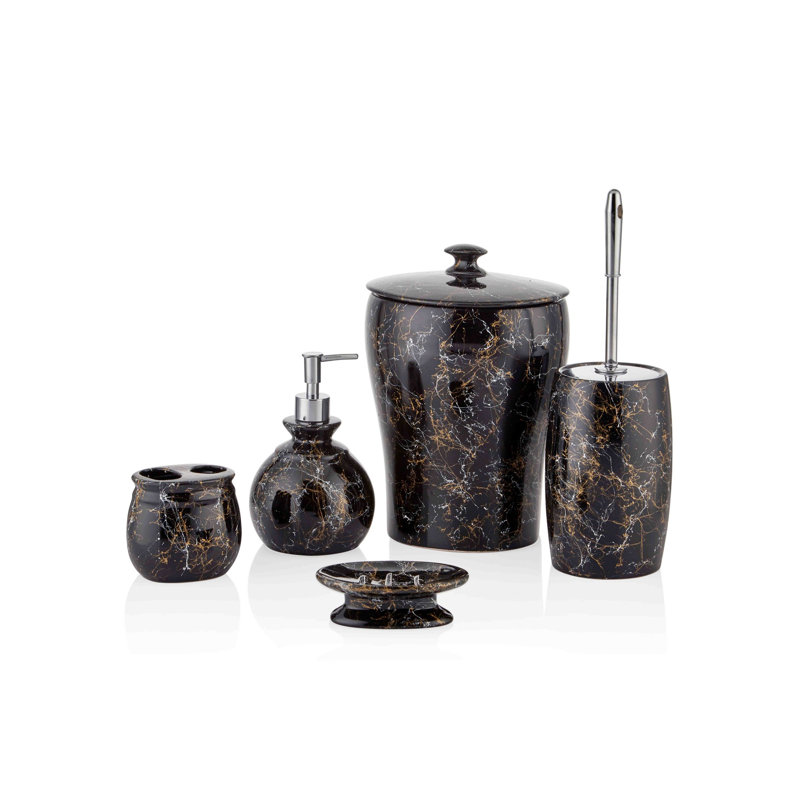 Ceramic / Porcelain Bathroom Accessory Set, Black