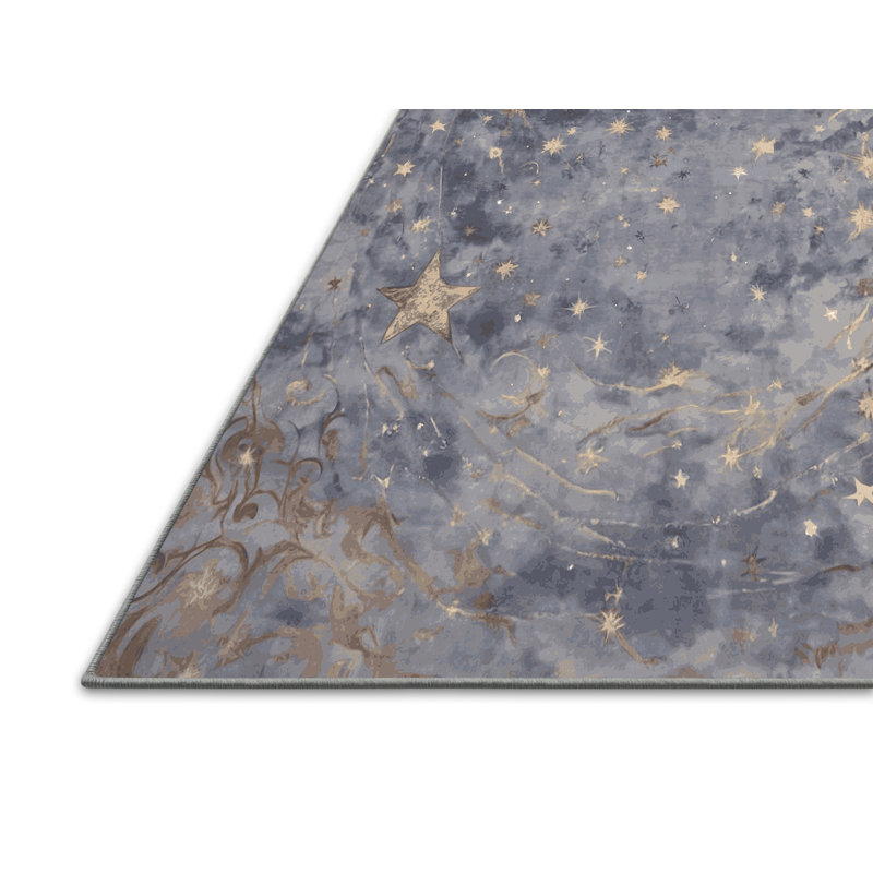 Silky Soft Plush Blue Area Rug, Square 4'