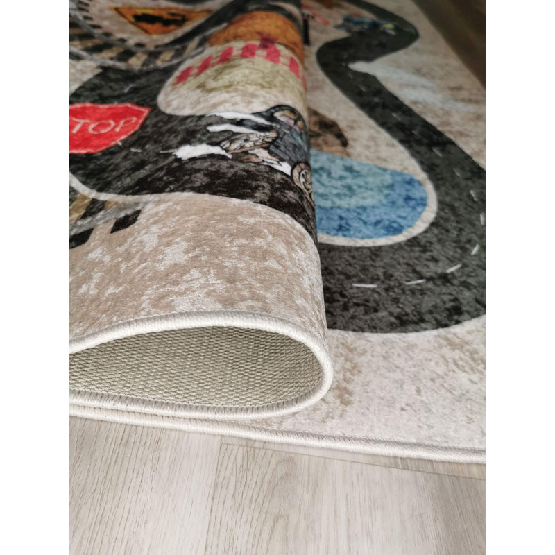 Tapis rose / gris / noir Ortiz Southwestern, Rectangle 6 pi 6 po x 9 pi 6 po