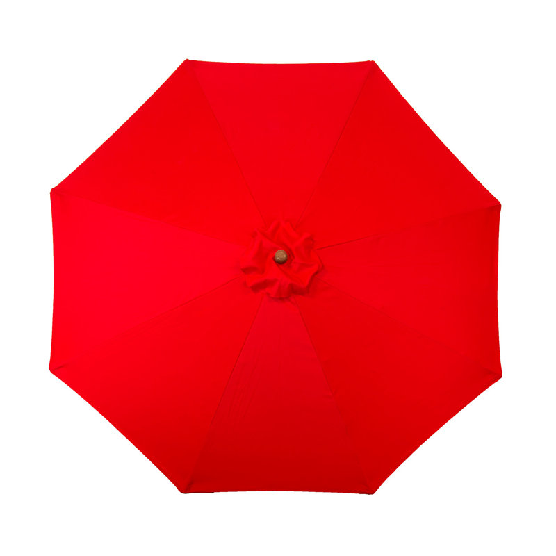Red 9 ft Octagon Market Umbrella with Wooden Pole