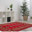 Tapis rouge en laine noué à la main de conception unique 2 pi 7 po x 3 pi 11 po Moneisha