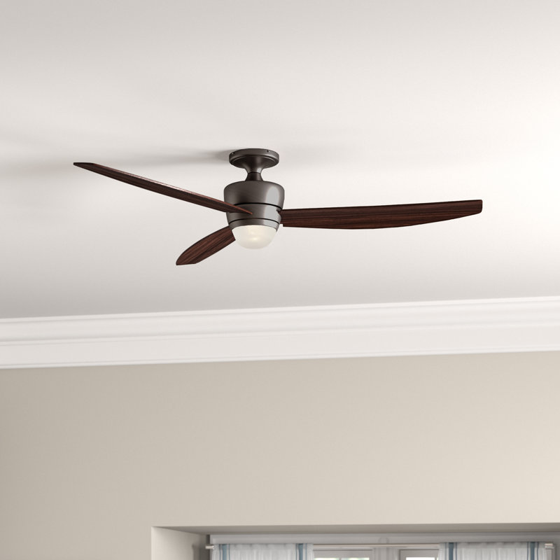 Pelham 44 in. Copper Bronze Indoor Low Profile Flush Mount Contemporary Ceiling Fan with Dark Espresso Blades, Dimmable LED Light Kit and Remote Control Included, 6 Speeds, Energy Efficient DC Motor
