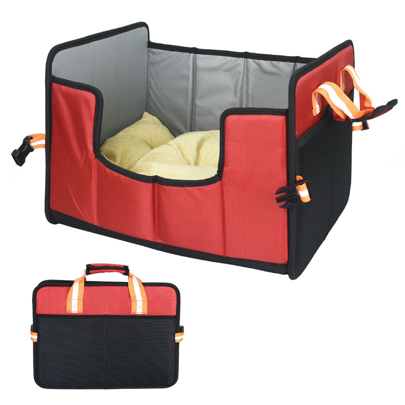 Lit pliant de voyage pour chien et chien Pet Travel, Rouge, Petit (l 13,7 po x P 17,7 po x H 12,6 po)