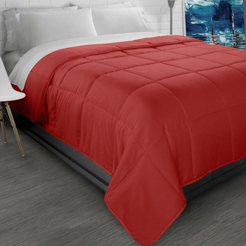 Brushed Cozy Touch Microfiber Down-Alternative Comforter, Queen, Brick Red