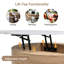 Table basse moderne à plateau relevable avec rangement et 3 repose-pieds blanc et naturel-573128004
