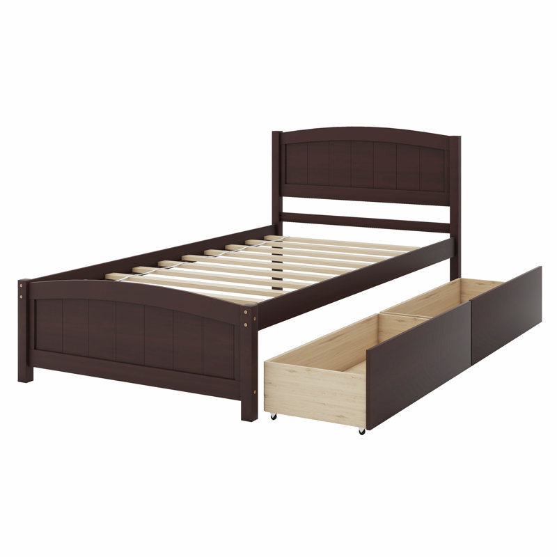 Lit plateforme avec deux tiroirs, Espresso