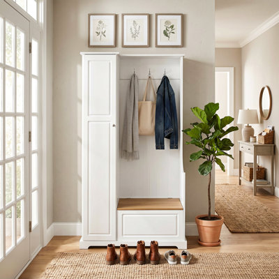 Multifunctional Entryway Hall Tree with Flip-Up Storage Bench, Adjustable Shelves and Hanging Hooks, Heavy-Duty MDF & Particle Board Mudroom Storage Organizer for Home Entryway Décor