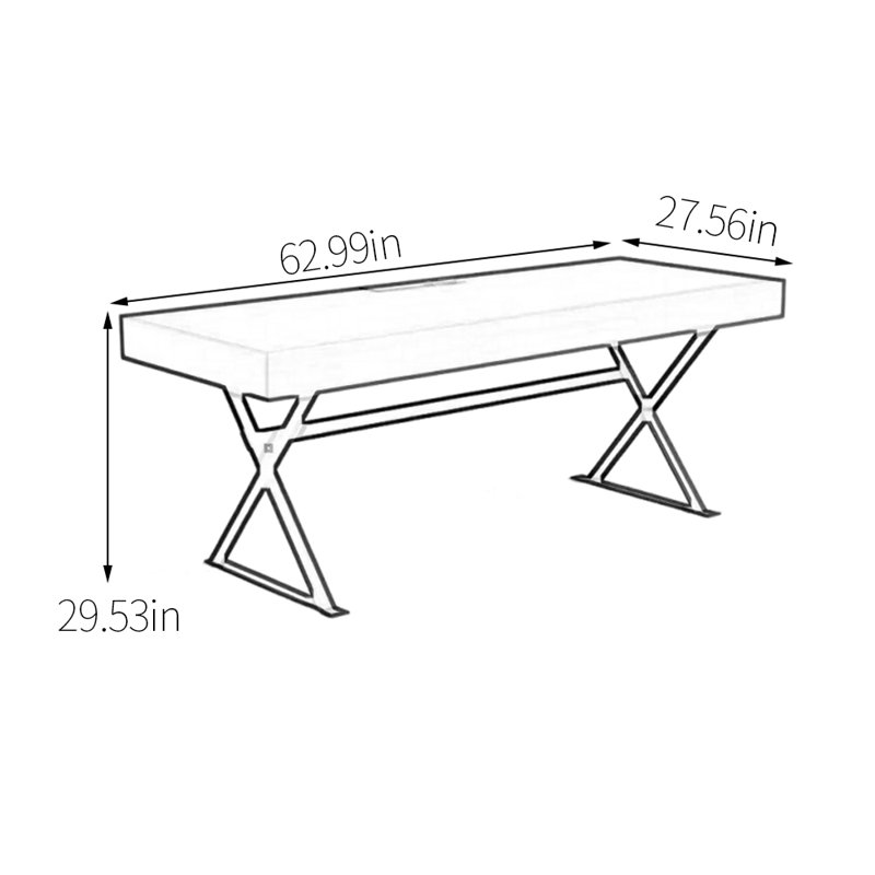 Bureau de fabrication durable à panneaux multicouches, H 29,53 po x l 62,99 po x P 27,56 po