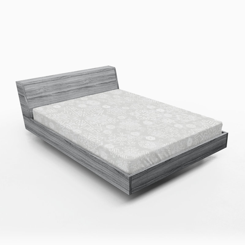Drap-housse Ambesonne, paquet de 2, Drap-housse grand, Gris / motif floral blanc 2