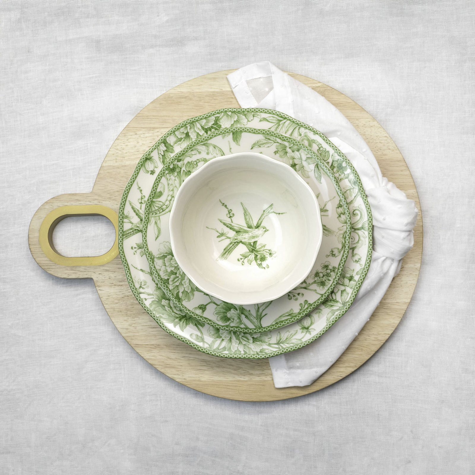 Adelaide Porcelain Dinnerware Set - Service for 4, Green, Floral