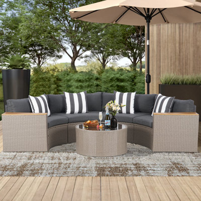 Damien Premium All-Weather Wicker 4 - Person Modular Patio Conversation Set with Cushions