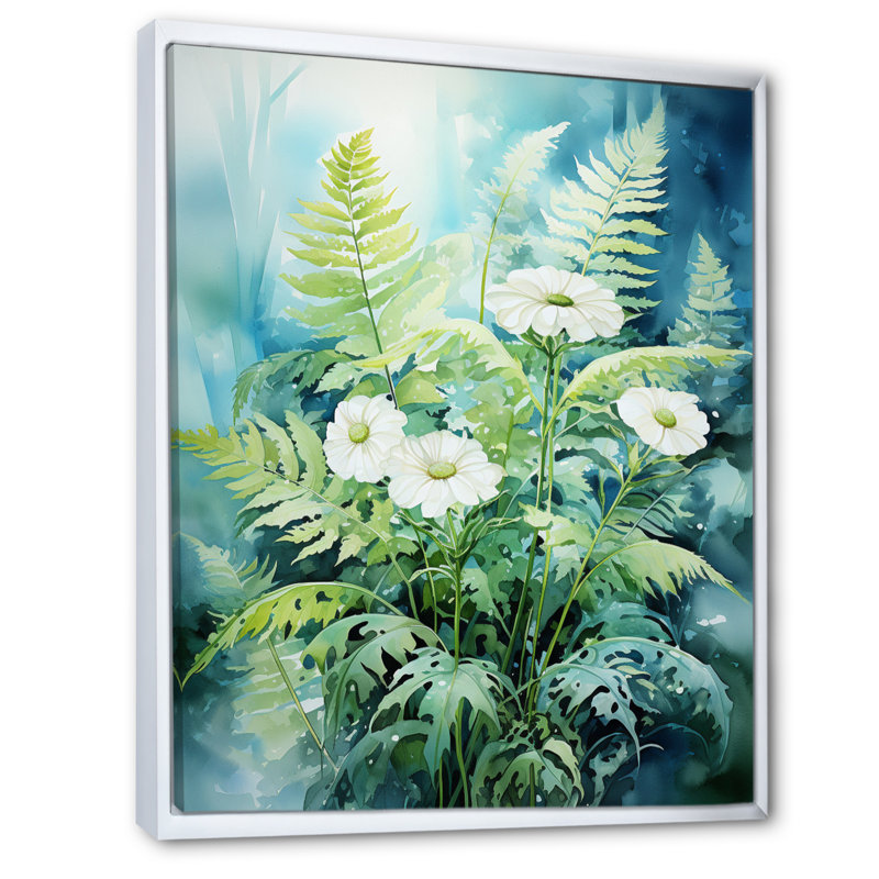 Ferns Romantic Impression I, reproduction d'art sur toile, H 32 po x l 16 po x P 1 po, Blanc